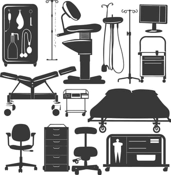 Silhouette medical equipment black color only vector