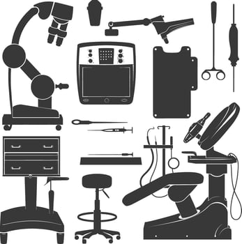 Silhouette medical equipment black color only vector