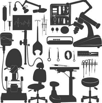 Silhouette medical equipment black color only vector