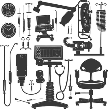 Silhouette medical equipment black color only vector