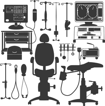 Silhouette medical equipment black color only vector