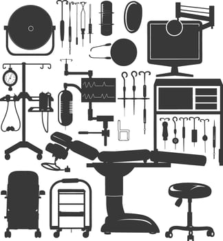 Silhouette medical equipment black color only vector