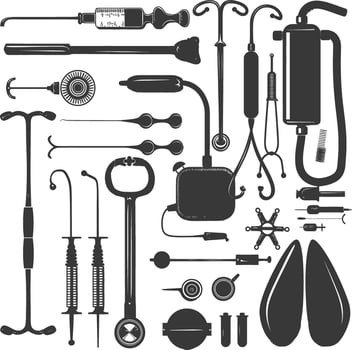 Silhouette medical equipment black color only vector