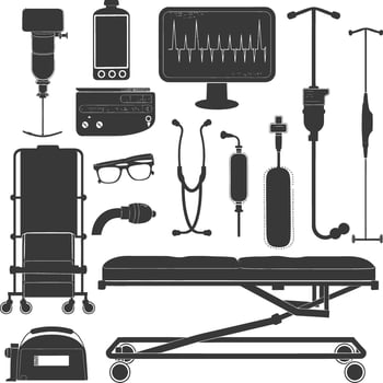 Silhouette medical equipment black color only vector