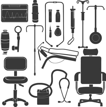 Silhouette medical equipment black color only vector