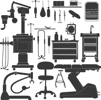 Silhouette medical equipment black color only vector