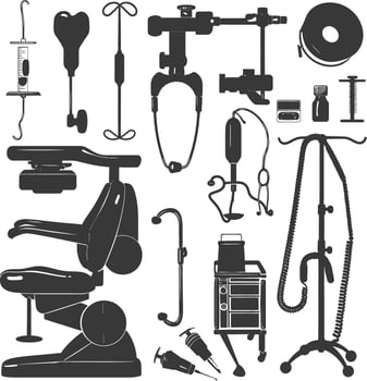 Silhouette medical equipment black color only vector