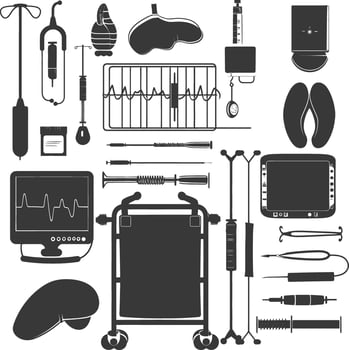 Silhouette medical equipment black color only vector