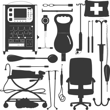 Silhouette medical equipment black color only vector