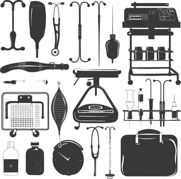 Silhouette medical equipment black color only vector
