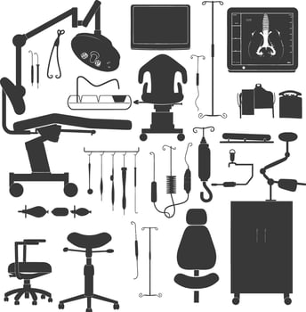 Silhouette medical equipment black color only vector