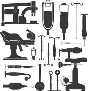 Silhouette medical equipment black color only vector
