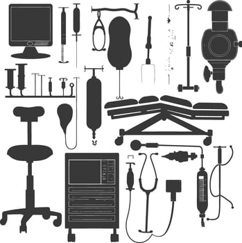 Silhouette medical equipment black color only vector