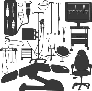 Silhouette medical equipment black color only vector