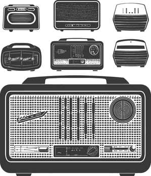 Silhouette old radio black color only full vector