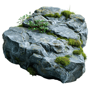 A large rock with moss growing on it png