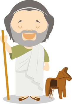 Homer cartoon character. Illustration. Kids History Collection. vector