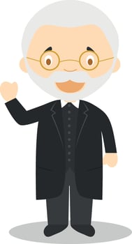 Miguel de Unamuno cartoon character. Illustration. Kids History Collection. vector