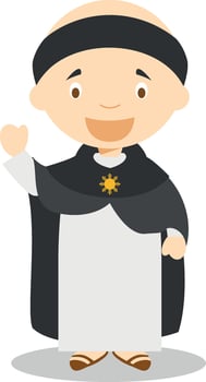 Saint Thomas of Aquino cartoon character. Illustration. Kids History Collection. vector