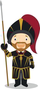 Charles I of Spain and V of Germany cartoon character. Illustration. Kids History Collection. vector
