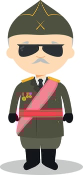Francisco Franco cartoon character. Illustration. Kids History Collection. vector