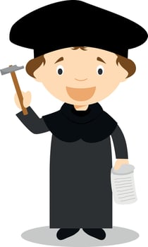 Martin Luther cartoon character. Illustration. Kids History Collection. vector