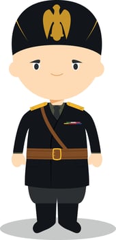 Benito Mussolini cartoon character. Illustration. Kids History Collection. vector