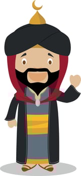 Saladin cartoon character. Illustration. Kids History Collection. vector