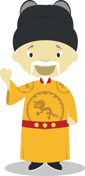 Emperor Ming Hongwu cartoon character. Illustration. Kids History Collection. vector