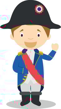 Napoleon Bonaparte cartoon character Illustration. Kids Collection. vector