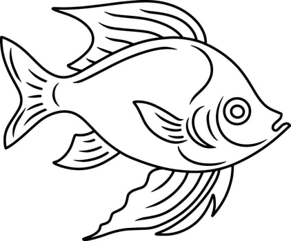 Sea fish Engraving Animal Doodle vector