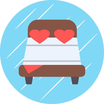 Double Bed Flat Circle Icon Design vector