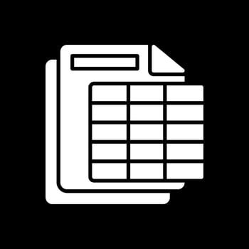 Spreadsheet Glyph Inverted Icon Design vector