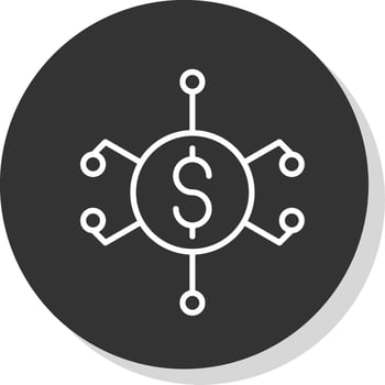 Fintech Line Shadow Circle Icon Design vector