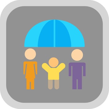 Family Health Insurance Flat round corner Icon Design vector