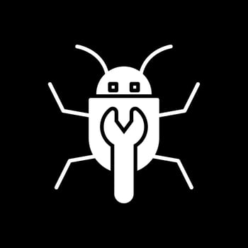 Bug Fixing Glyph Inverted Icon Design vector