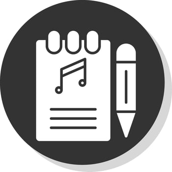 Songwriter Glyph Shadow Circle Icon Design vector