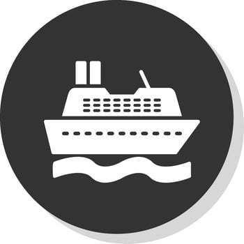 Cruise SHip Glyph Shadow Circle Icon Design vector