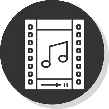 Reel Glyph Shadow Circle Icon Design vector