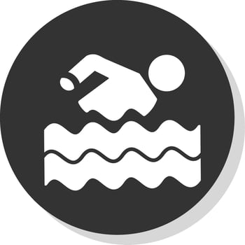 Swimming Glyph Shadow Circle Icon Design vector