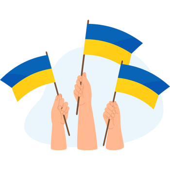 Hands with Ukrainian flags png