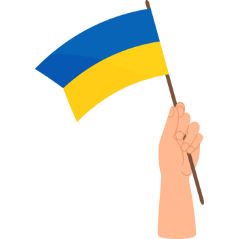 Hand with yellow-blue Ukrainian flag png
