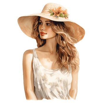 Beautiful Summer Lady Isolated Detailed Watercolor Hand Drawn Painting Illustration png