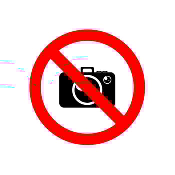 No camera sign on white background. label sticker warning. vector