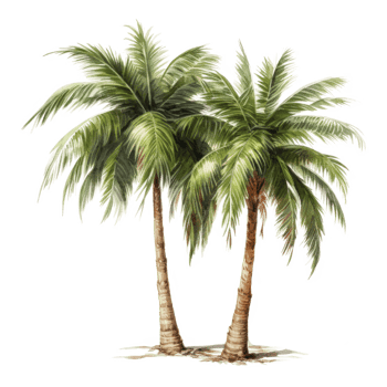 Palm tree Isolated Detailed Watercolor Hand Drawn Painting Illustration png