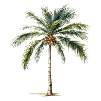 Palm tree Isolated Detailed Watercolor Hand Drawn Painting Illustration png