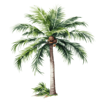 Palm tree Isolated Detailed Watercolor Hand Drawn Painting Illustration png
