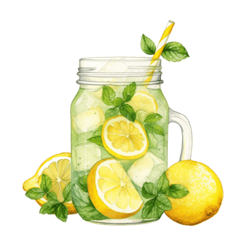 Lemonade glass Isolated Detailed Watercolor Hand Drawn Painting Illustration png