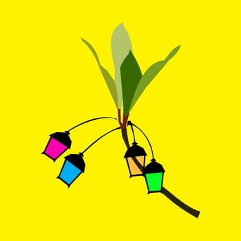 yellow green blue leaf lights vector