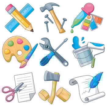 Set of Work Tool Cartoon illustration vector